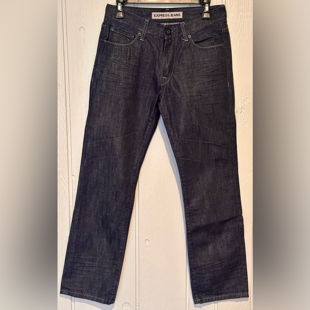 Express Men's Dark Denim Straight Jeans 29x30 100% Cotton